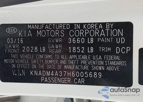 2017 Kia Rio Lx из США, поврежденный, VIN KNADM4A37H6005689